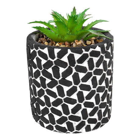 Maceta con Planta Artificial, Diseño con Patrón Figuras