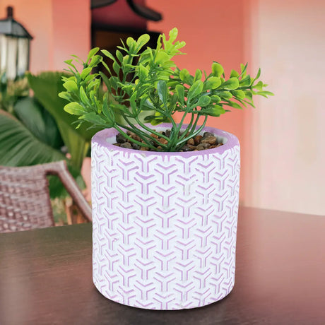 Maceta Cilindro, Diseño Textura, Color Morado