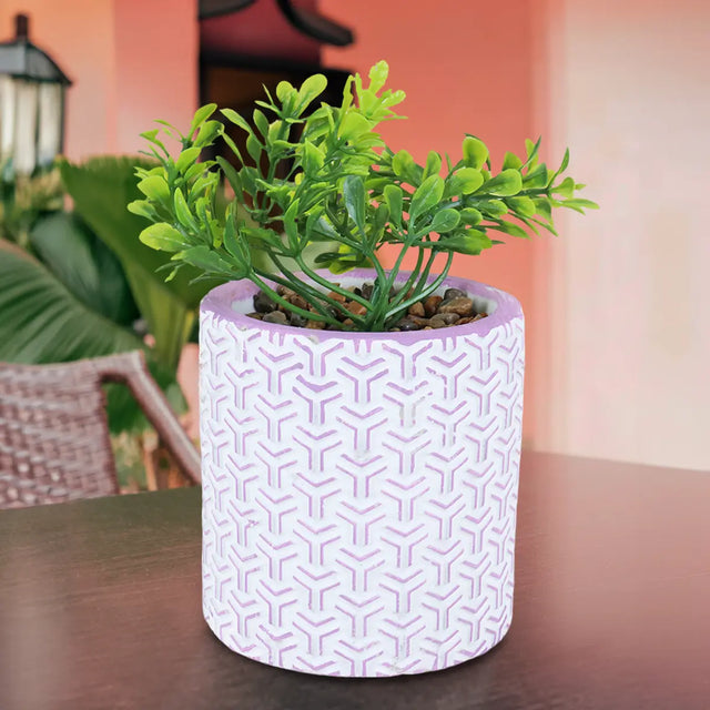 Maceta Cilindro, Diseño Textura, Color Morado
