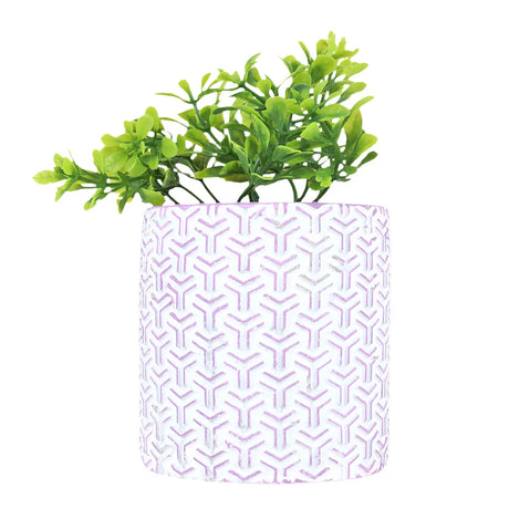 Maceta Cilindro, Diseño Textura, Color Morado