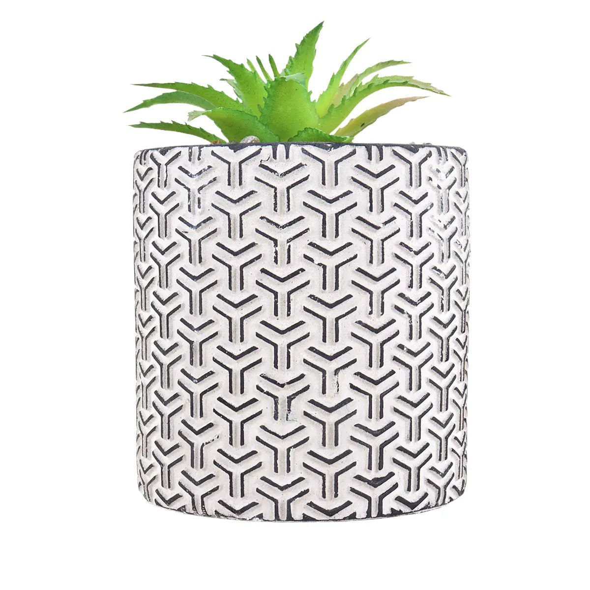 Maceta Cilindro, Diseño Textura, Color Negro