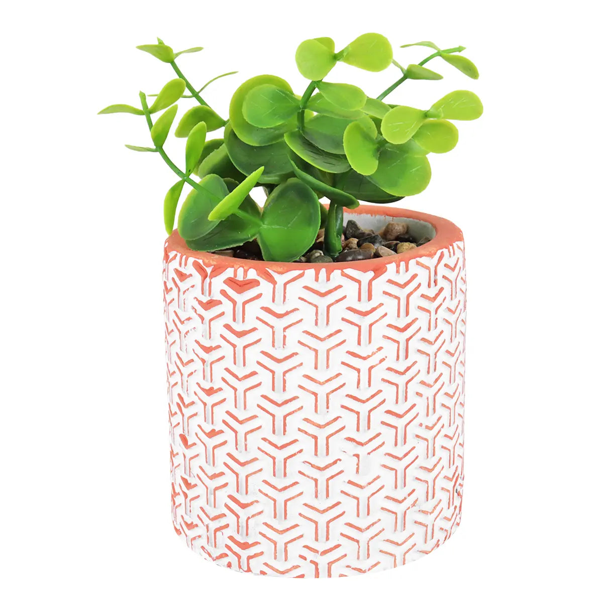 Maceta Cilindro, Diseño Textura, Color Naranja