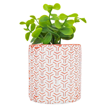 Maceta Cilindro, Diseño Textura, Color Naranja
