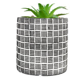 Maceta con Planta Artificial, Diseño Cilindro, Color Negro