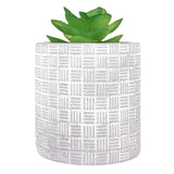 Maceta con Planta Artificial, Diseño Cilindro, Color Gris