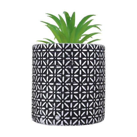 Maceta Cilindro, Color Negro y Plata