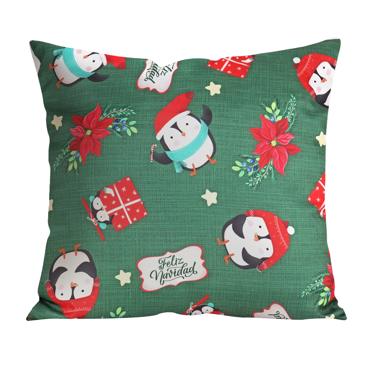 Cojín Cuadrado Navideño, Color Verde