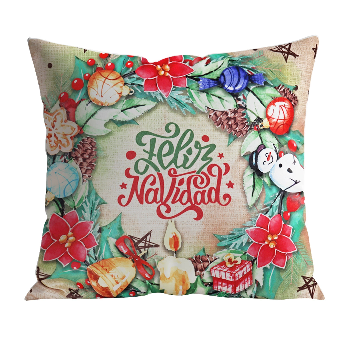 Cojín Cuadrado Navideño "Feliz Navidad"