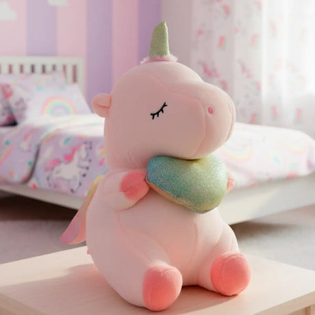 Peluche, Unicornio Rosa con Corazón