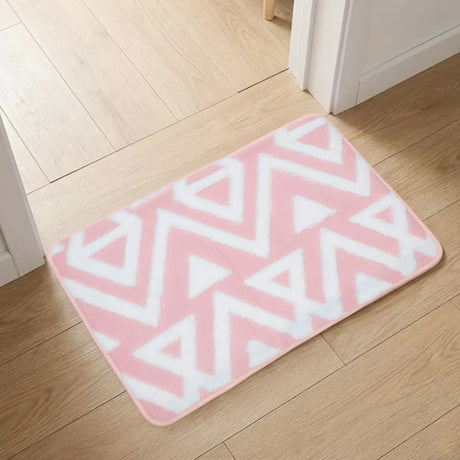 Tapete Rectangular, Diseño Triángulos, Color Rosa