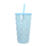 Vaso de Plástico con Tapa y Popote, Sirena, Color Azul