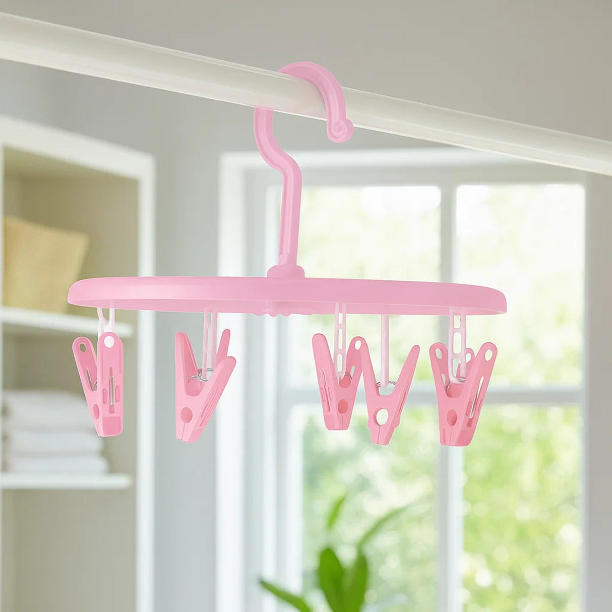 Aro con Pinzas para Ropa, Color Rosa