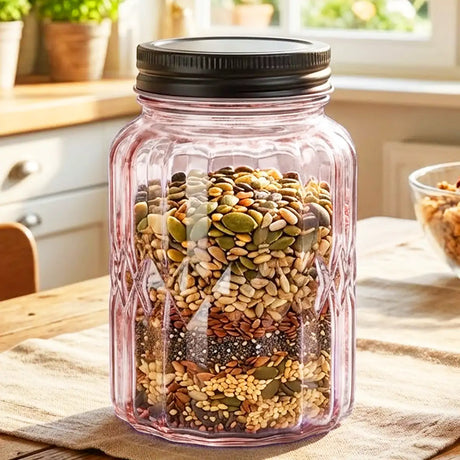 Frasco con Tapa, Color Rosa, 620 ml