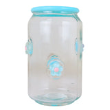 Vaso de Cristal con Tapa, Diseño Flores, Color Azul