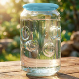 Vaso de Cristal con Tapa, Diseño Burbujas