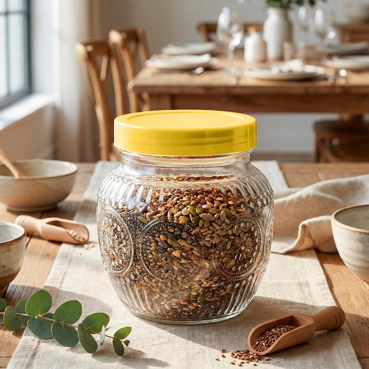 Frasco con Tapa, Color Amarillo, 720 ml