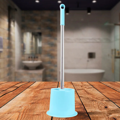 Cepillo con Base para Baño, Color Azul Pastel