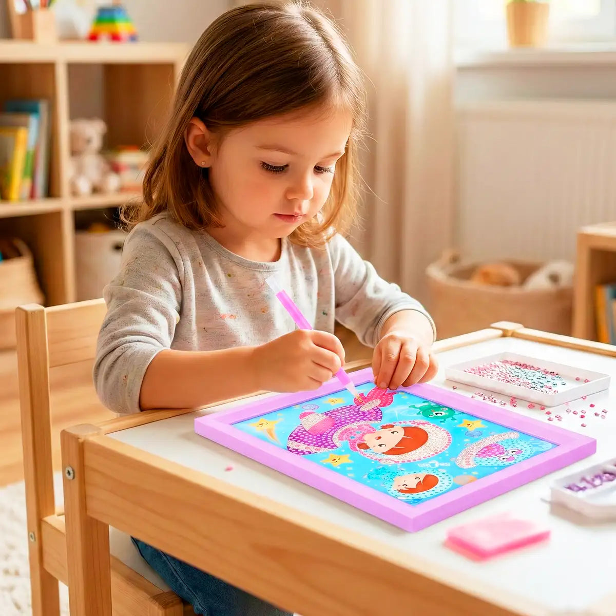 Set Marco con Cuentas DIY, Color Morado