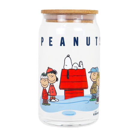 Vaso de Cristal con Tapa de Madera, Peanuts