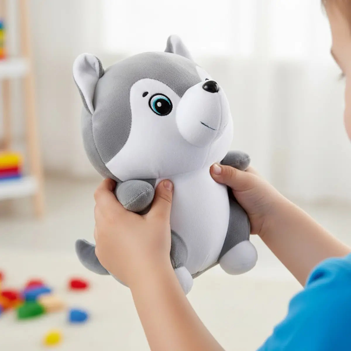 Peluche, Perrito Husky, Color Gris