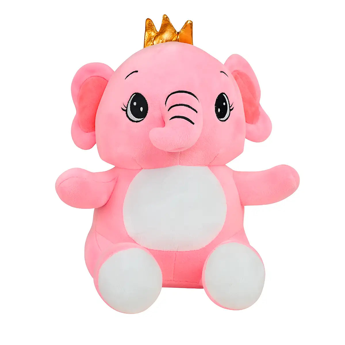 Peluche, Elefante con Corona, Color Rosa