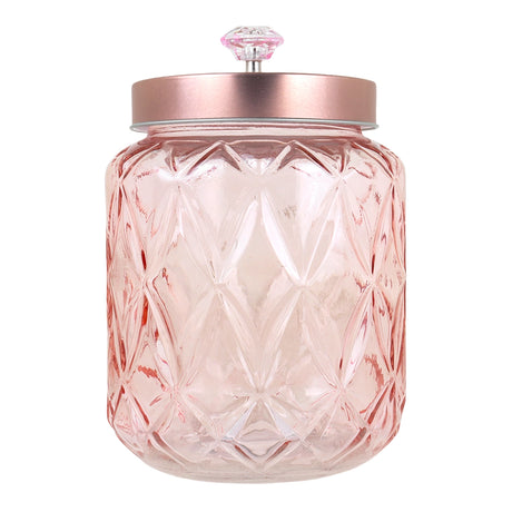 Frasco con Tapa, Diseño Diamante, Color Rosa