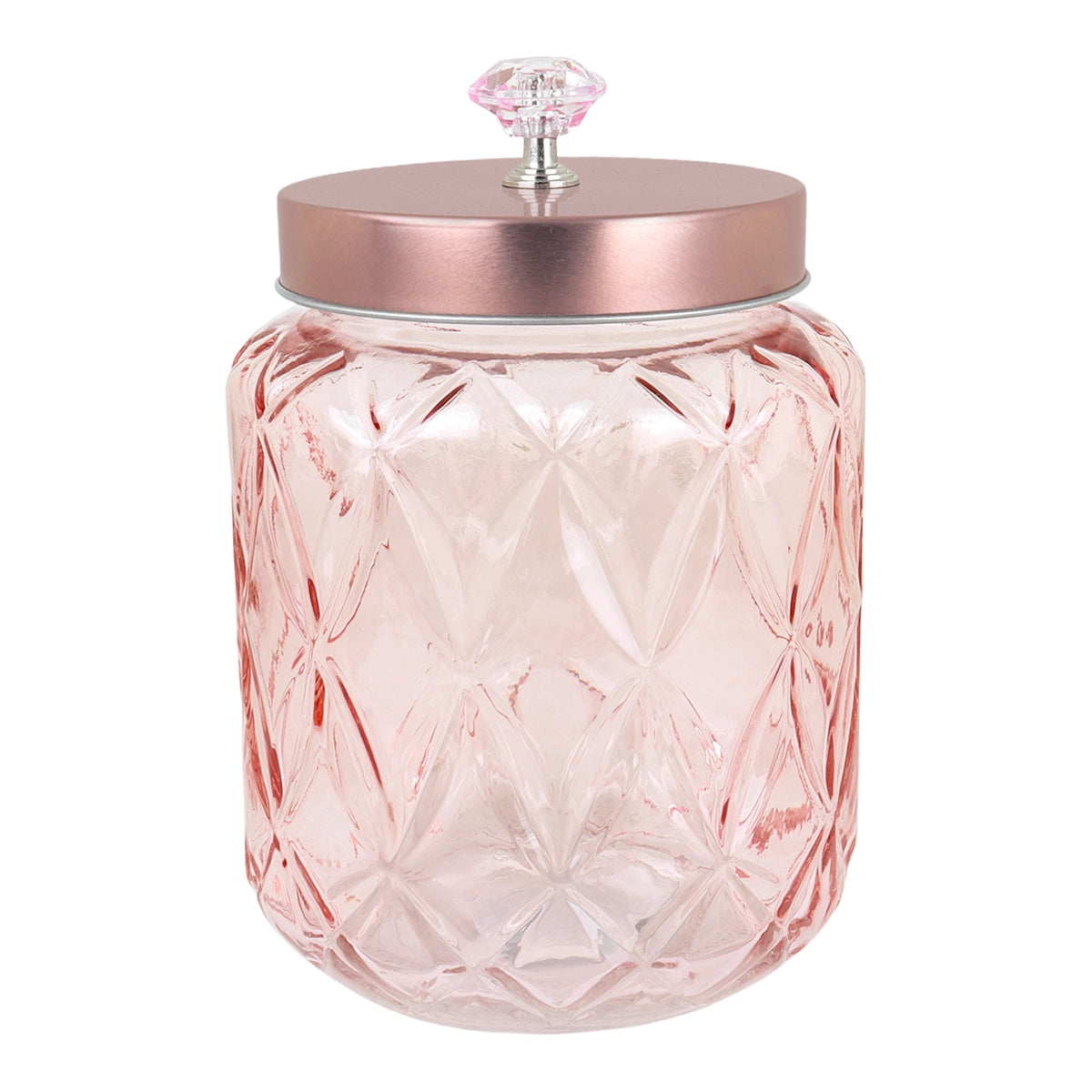 Frasco con Tapa, Diseño Diamante, Color Rosa