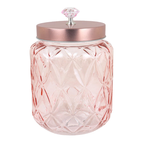 Frasco con Tapa, Diseño Diamante, Color Rosa
