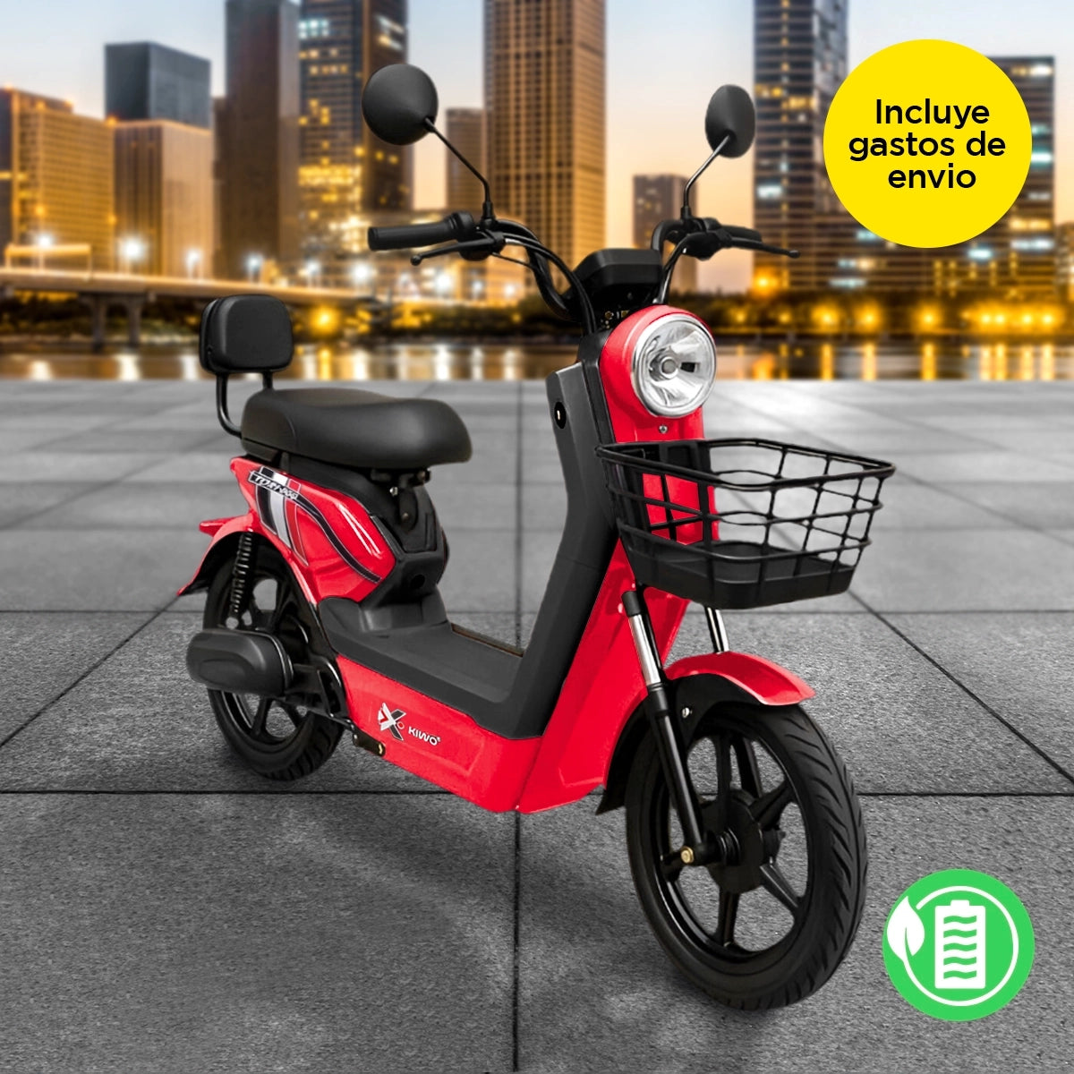 Bicicleta Eléctrica, Tori 800, Color Rojo