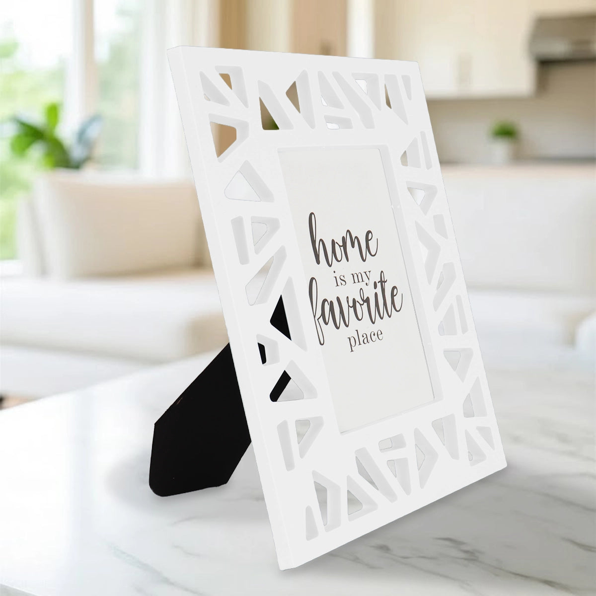 Portarretrato, Diseño Triángulos, Color Blanco