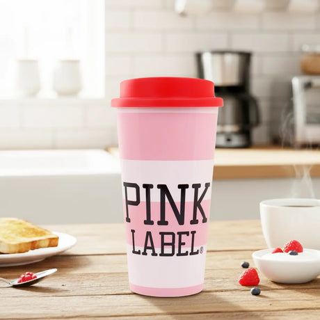 Vaso de Plástico con Tapa, Pink Label