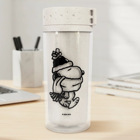 Termo de Plástico, Peanuts, Color Crema, 380 ml