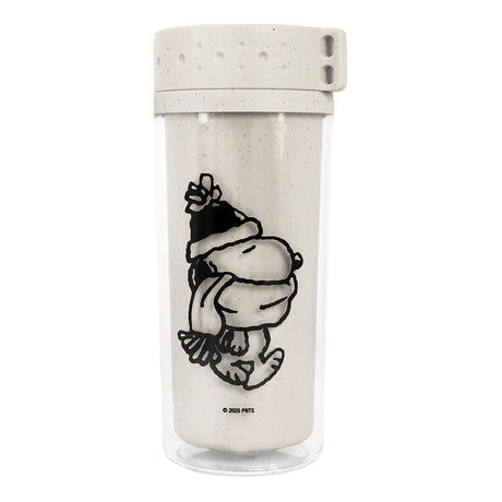 Termo de Plástico, Peanuts, Color Crema, 380 ml