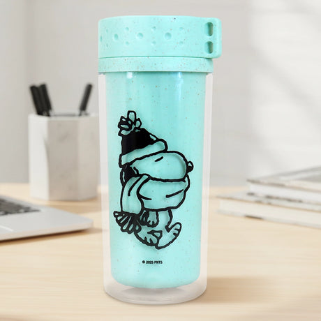 Termo de Plástico, Peanuts, Color Verde, 380 ml