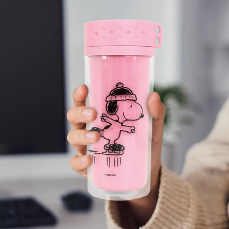 Termo de Plástico, Peanuts, Color Rosa, 380 ml