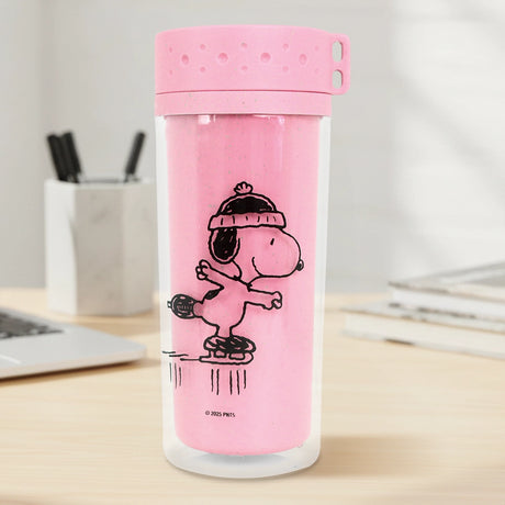 Termo de Plástico, Peanuts, Color Rosa, 380 ml