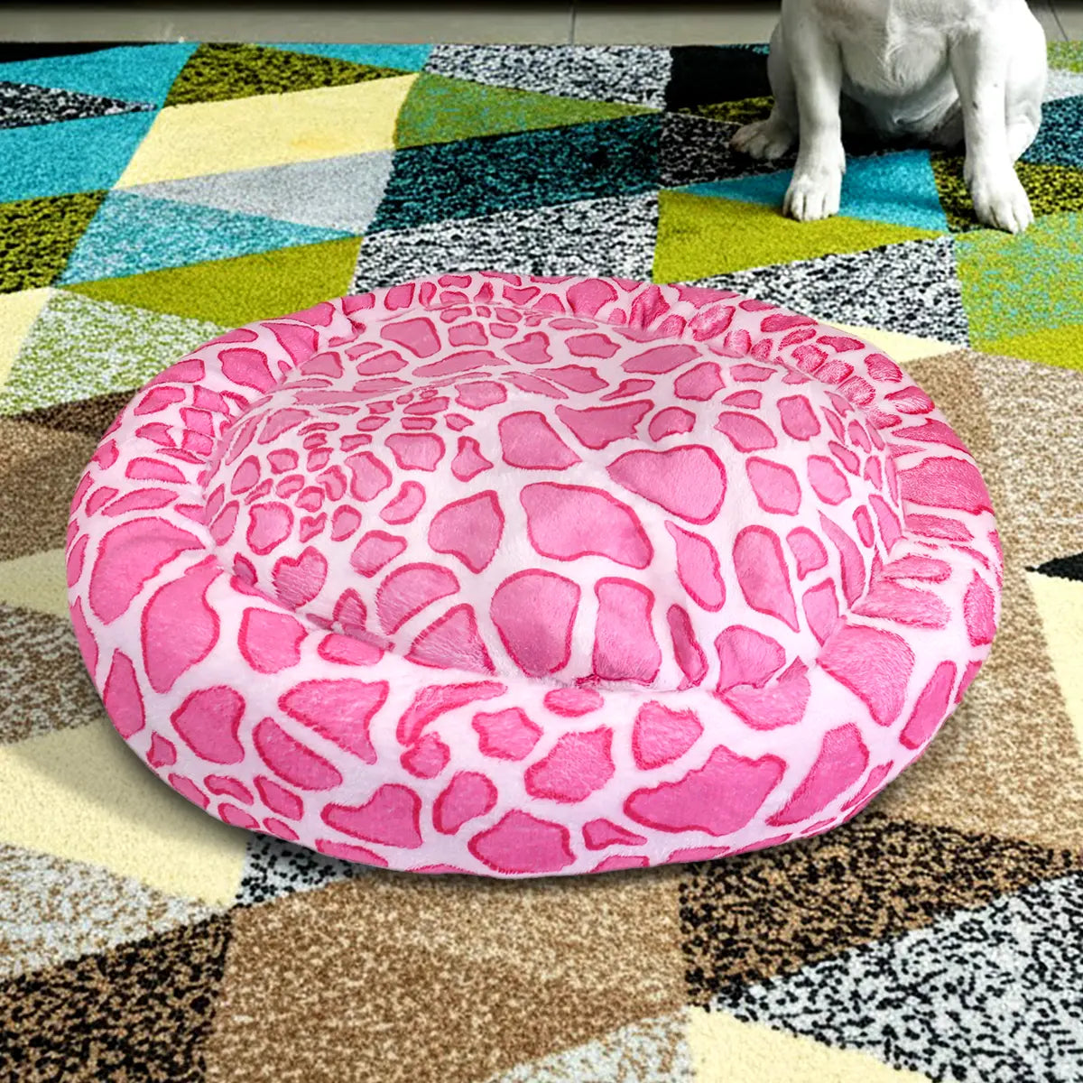 Cama para Mascota, Animal Print, Color Rosa