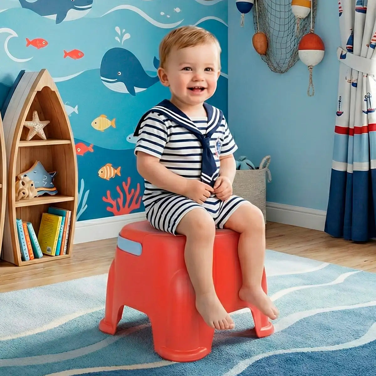 Banco con Agarradera, Color Rojo