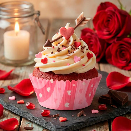 Mini Capacillos para Cupcakes, Corazones, Color Rosa