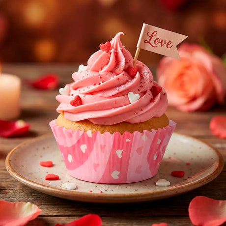 Mini Capacillos para Cupcakes, Corazones, Color Rosa