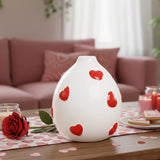 Florero de Cerámica con Corazones Rojos