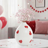 Florero de Cerámica con Corazones Rojos