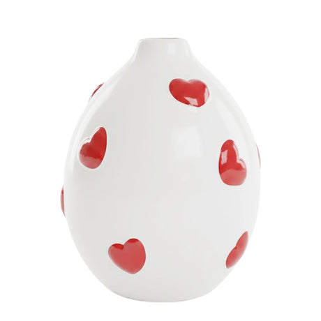 Florero de Cerámica con Corazones Rojos