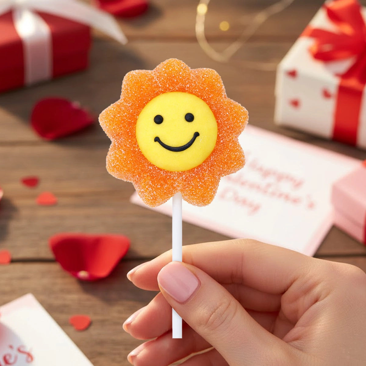 Paleta de Gomita, Flor, Color Naranja