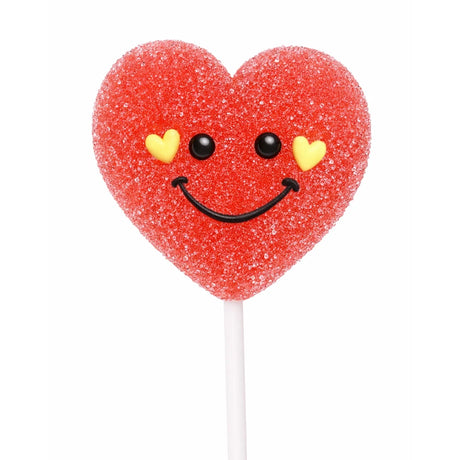 Paleta de Gomita, Corazón Sonriente, Color Rojo