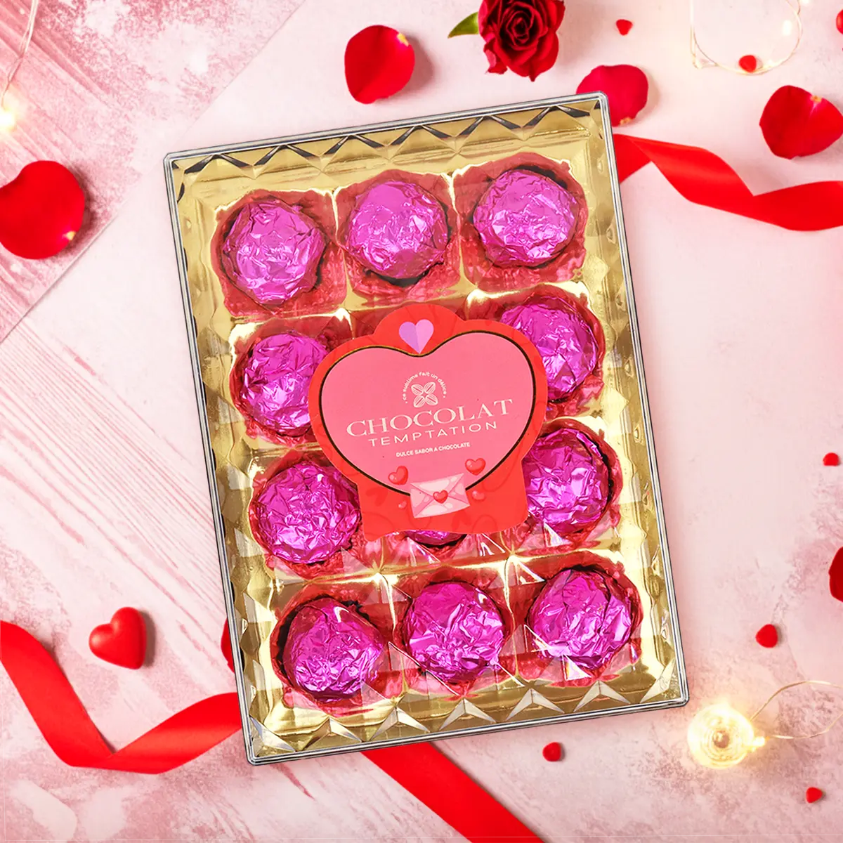 Trufas de Chocolate, Color Rosa, 12 pzas