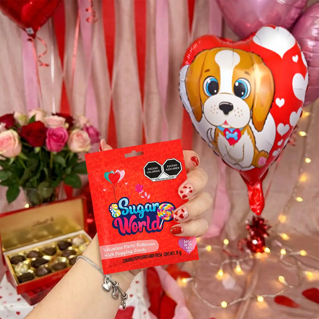 Globo Metálico de Corazón y Dulce