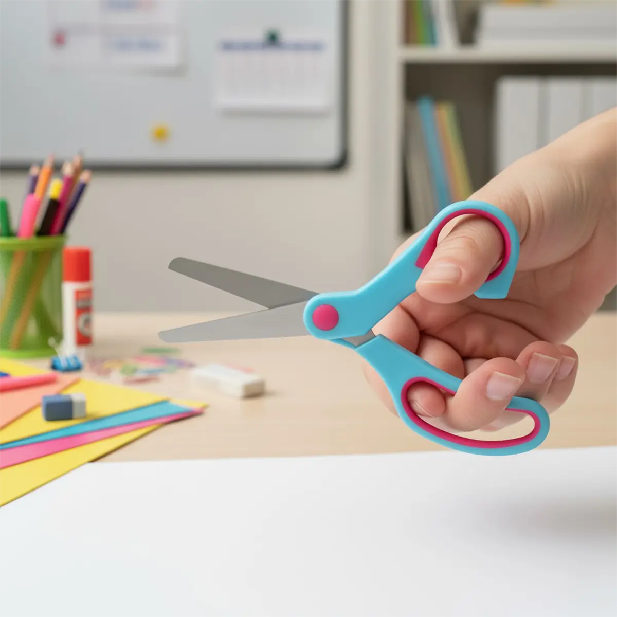 Tijeras Punta Redonda, Color Azul y Rosa