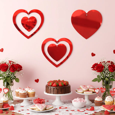 Decoración Colgante, Corazones, Color Rojo