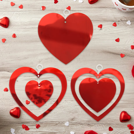 Decoración Colgante, Corazones, Color Rojo